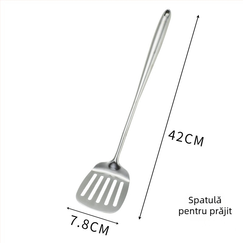 Set de spatule din oțel inoxidabil 304, mâner extins, pentru gătit, ustensile de bucătărie, protecție împotriva arsurilor
