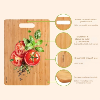 Set de tocătoare din bambus — pătrate, antiderapante, ustensile de bucătărie în stil modern minimalist, dimensiuni 230x150, 300x200, 380x250 mm