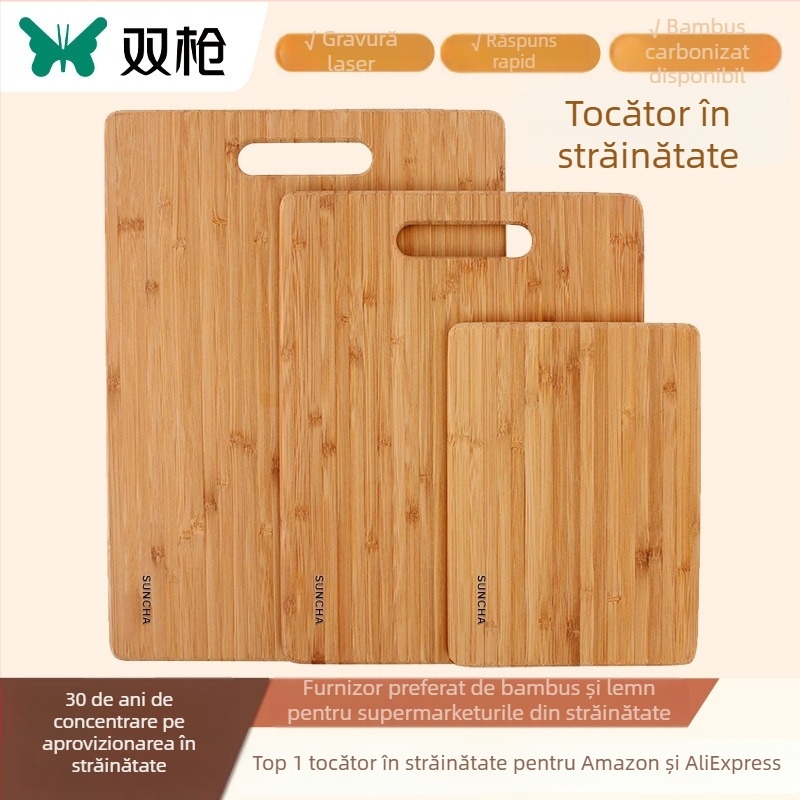 Set de tocătoare din bambus — pătrate, antiderapante, ustensile de bucătărie în stil modern minimalist, dimensiuni 230x150, 300x200, 380x250 mm
