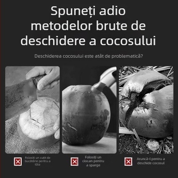Deschizător din oțel inoxidabil pentru cocos, cu cuțit și unealtă de găurit pentru deschiderea nucilor tinere