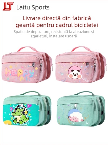 Geantă pentru bicicletă de munte pe cadrul frontal cu buzunar pentru telefon, husă pentru tubul frontal, echipament de ciclism, geantă colorată universală pentru cadrul frontal