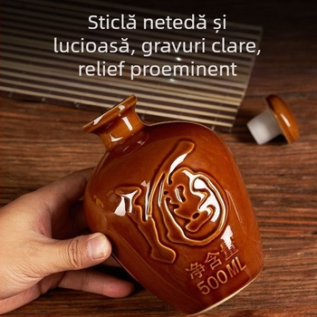 Sticlă de vin ceramică pentru uz casnic, model Dragon și Phoenix, stil tradițional, capacitate mare, cu coș de transport, 1 jin, 2 jin, 3 jin, 5 jin