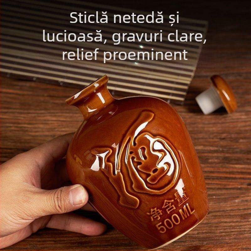 Sticlă de vin ceramică pentru uz casnic, model Dragon și Phoenix, stil tradițional, capacitate mare, cu coș de transport, 1 jin, 2 jin, 3 jin, 5 jin