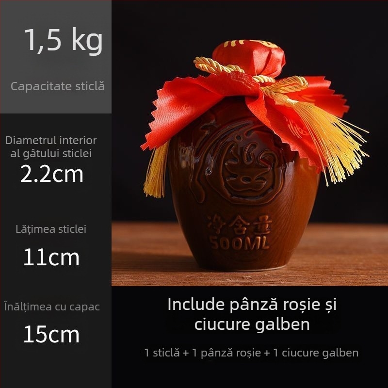 Sticlă de vin ceramică pentru uz casnic, model Dragon și Phoenix, stil tradițional, capacitate mare, cu coș de transport, 1 jin, 2 jin, 3 jin, 5 jin