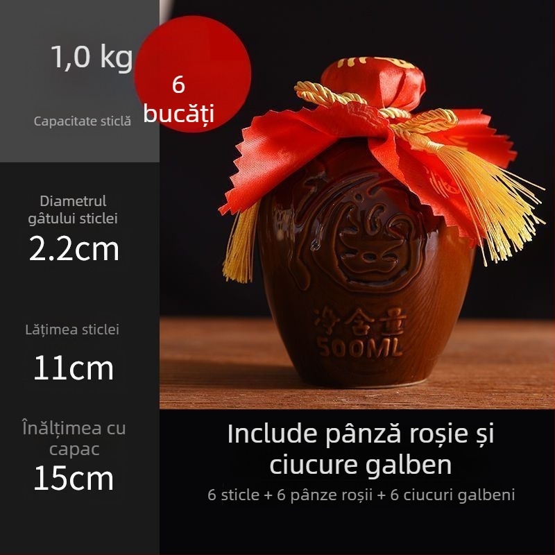 Sticlă de vin ceramică pentru uz casnic, model Dragon și Phoenix, stil tradițional, capacitate mare, cu coș de transport, 1 jin, 2 jin, 3 jin, 5 jin