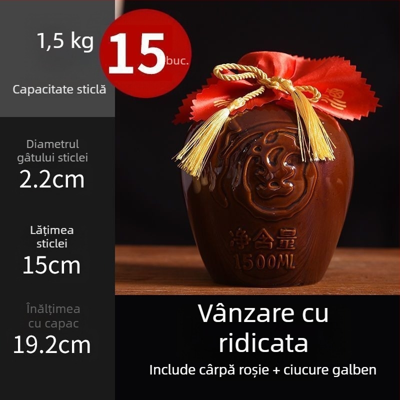 Sticlă de vin ceramică pentru uz casnic, model Dragon și Phoenix, stil tradițional, capacitate mare, cu coș de transport, 1 jin, 2 jin, 3 jin, 5 jin