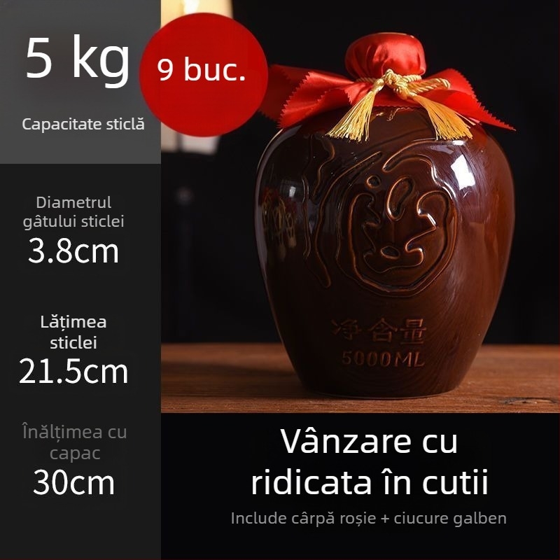 Sticlă de vin ceramică pentru uz casnic, model Dragon și Phoenix, stil tradițional, capacitate mare, cu coș de transport, 1 jin, 2 jin, 3 jin, 5 jin