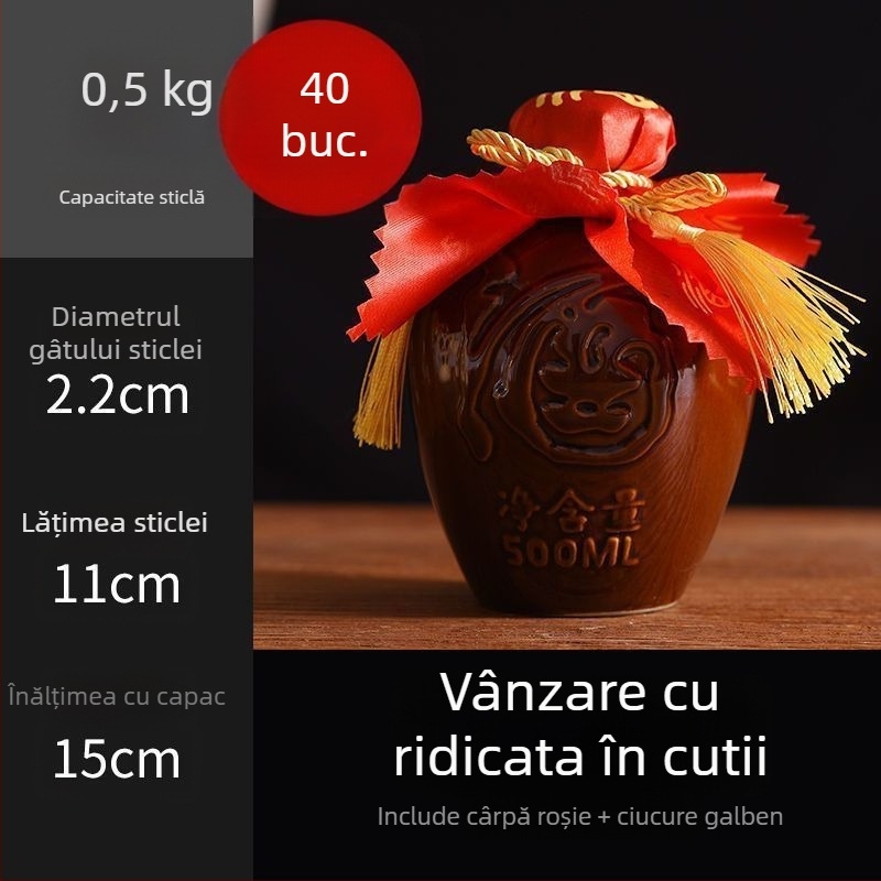 Sticlă de vin ceramică pentru uz casnic, model Dragon și Phoenix, stil tradițional, capacitate mare, cu coș de transport, 1 jin, 2 jin, 3 jin, 5 jin
