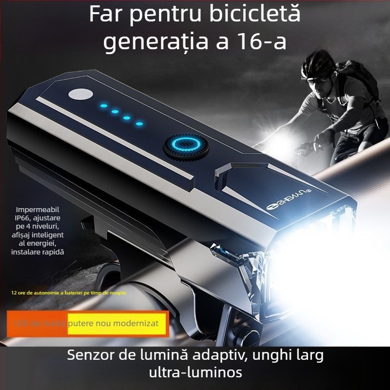 Lumină față pentru bicicletă – super luminoasă, rază lungă, reîncărcabilă, pentru plimbări nocturne, rezistentă la ploaie, echipament pentru ciclism montan