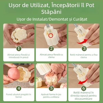 Formă pentru Mooncake cu aluat mung bean, presare manuală, utilizare casnică, 50 g / 75 g, suprafață reliefată pentru coacere cu crustă de gheață