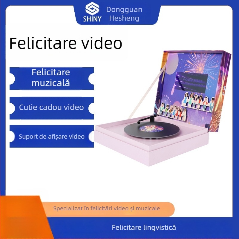 Cutie video personalizată internațională, card poștal în format carte, card LCD de sărbători și album foto – set cadou