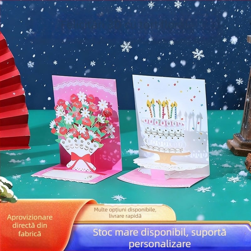 Card de felicitare tridimensional cu design personalizabil – pentru Ziua Profesorului, Ziua Recunoștinței și Ziua Îndrăgostiților, cu un mic cadou