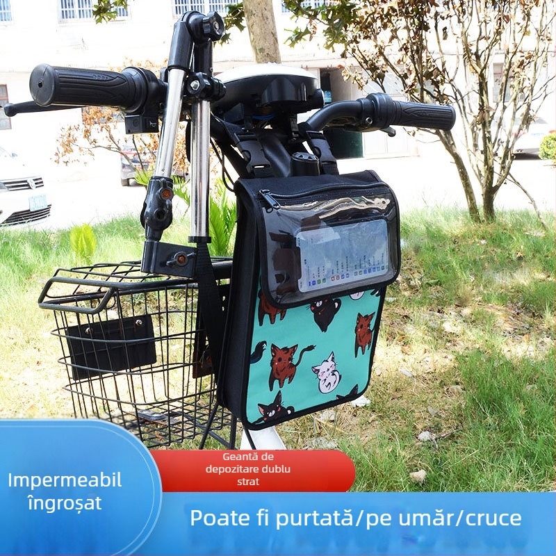 Sac de depozitare drăguț cu iepuraș desen animat pentru biciclete și biciclete electrice, capacitate mare
