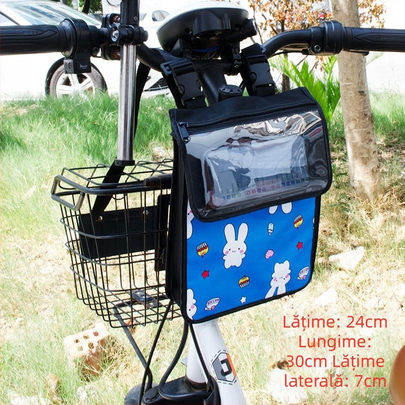 Sac de depozitare drăguț cu iepuraș desen animat pentru biciclete și biciclete electrice, capacitate mare