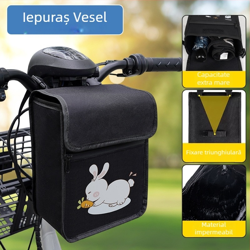 Geantă impermeabilă din PVC pentru bicicletă, cu compartimente de depozitare pe față și pe spate, pentru încărcătorul bicicletei electrice, capacitate de aproximativ 8 L.