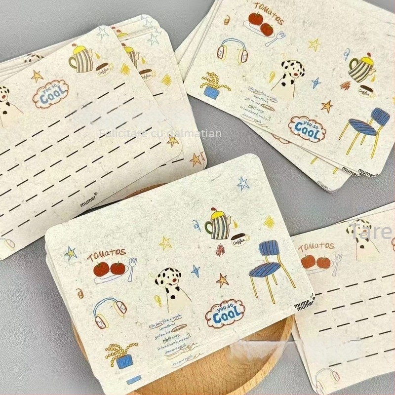Carte poștală cu cățeluș cu pete: urări de ziua de naștere și sărbători, card de mesaje, fundal pentru fotografii și decor de perete, stil drăguț de desene animate