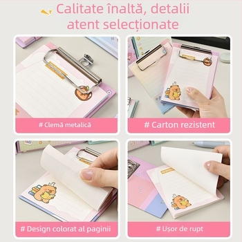 A6 caiet cu clips, notebook de buzunar cu pagini detașabile, bloc de mesaje portabil, note fără adeziv, stil Insta