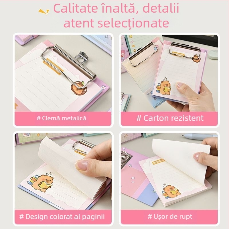 A6 caiet cu clips, notebook de buzunar cu pagini detașabile, bloc de mesaje portabil, note fără adeziv, stil Insta