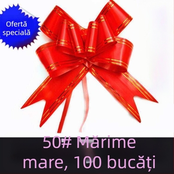 50 decorațiuni pentru mașina de nuntă cu flori de mână, 100 panglici cu funda pentru decorul mașinii
