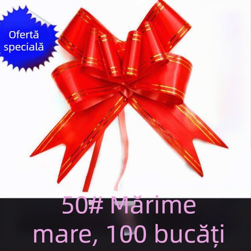 50 decorațiuni pentru mașina de nuntă cu flori de mână, 100 panglici cu funda pentru decorul mașinii