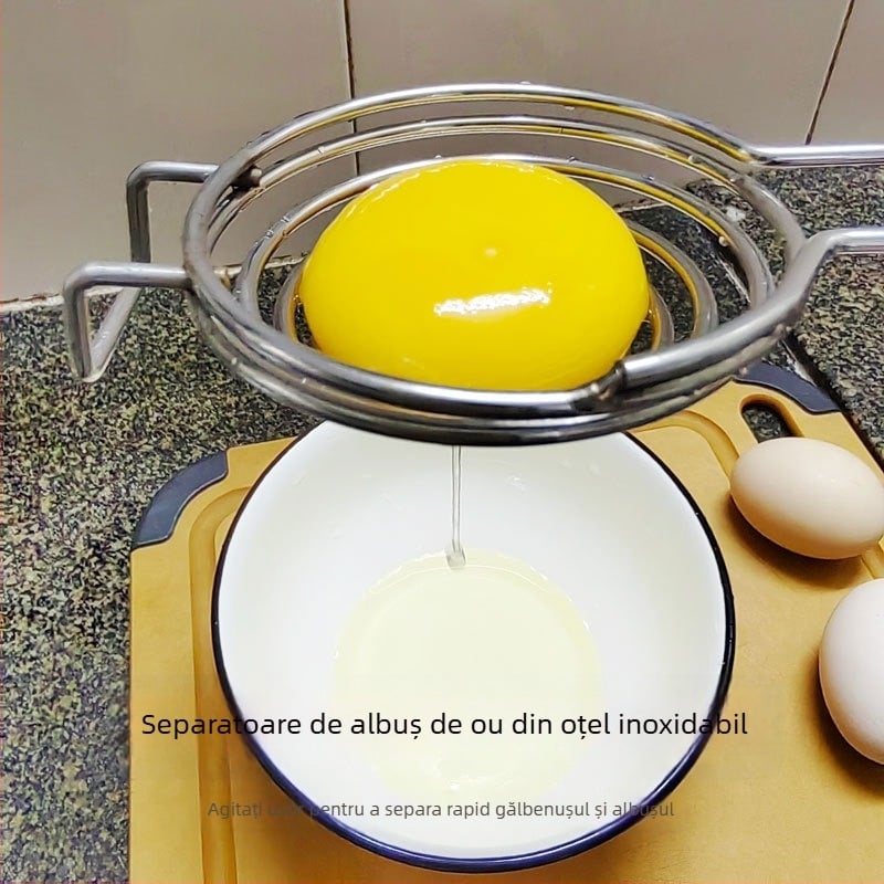 Separator din oțel inoxidabil pentru albuș și gălbenuș, dispozitiv de separare a ouălor, potrivit pentru coacere și uz casnic