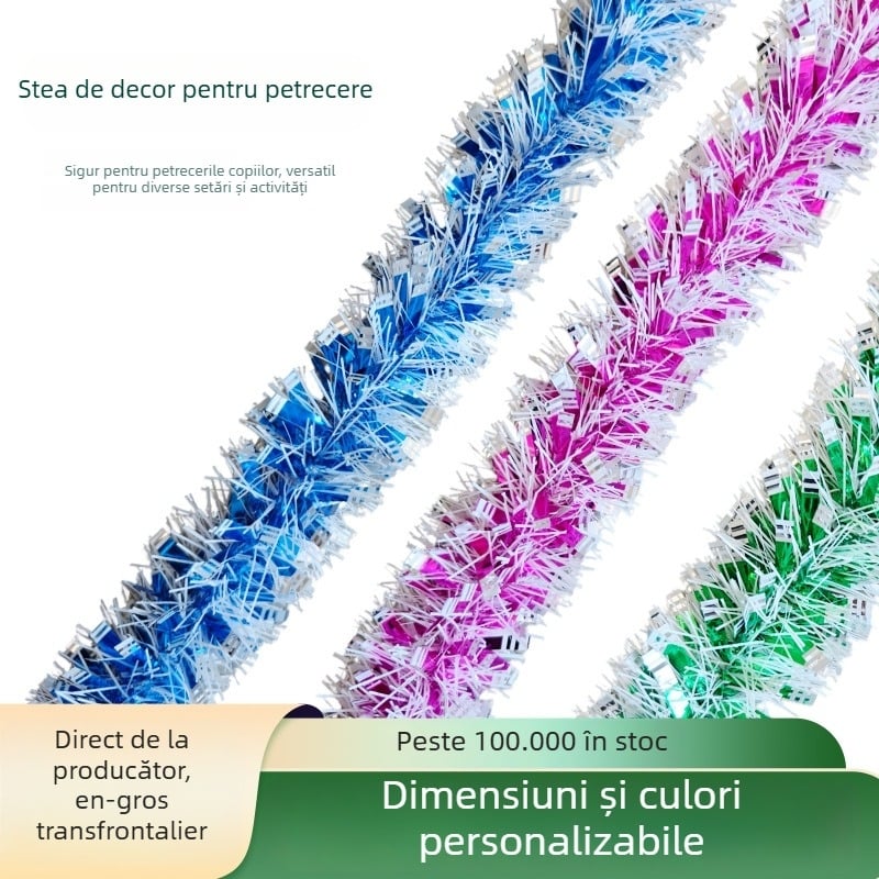 Ghirlandă din panglici de 2 m – decor de Crăciun, decor suspendat pentru living, nunți și evenimente