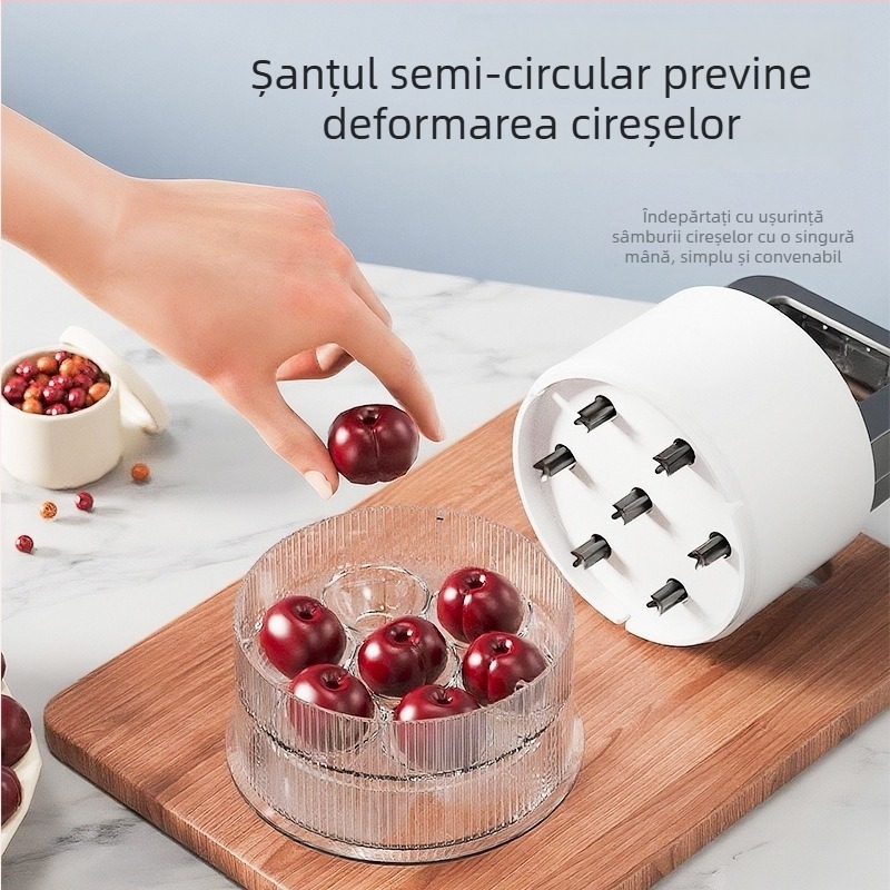 Îndepărtător detașabil pentru sâmburi de cireșe, tip presă, uz casnic, cu șapte găuri, ușor de curățat, pentru fructe mari