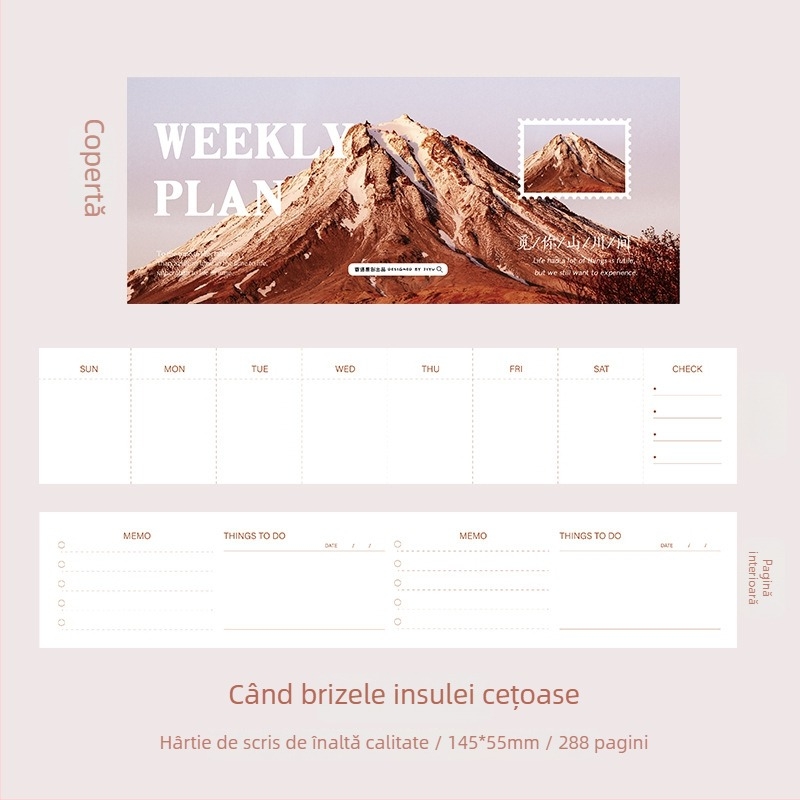 Mini agendă săptămânală cu husă din cauciuc — jurnal portabil și memo (4 variante)