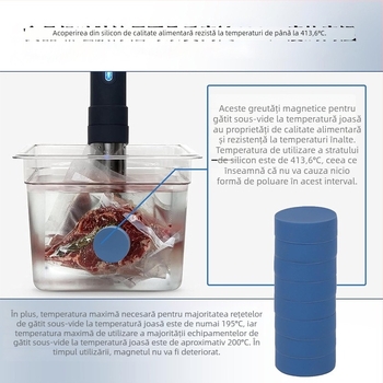 Greutate magnetică din silicon albastru pentru slow cooker vacuum la temperatură scăzută; previne plutirea alimentelor