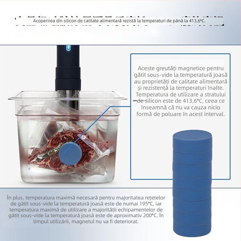 Greutate magnetică din silicon albastru pentru slow cooker vacuum la temperatură scăzută; previne plutirea alimentelor