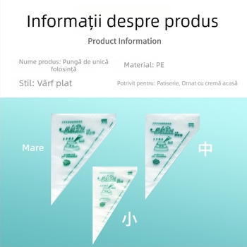 Pungă de decor pentru prăjituri, de unică folosință, din material alimentar, pentru cremă și coacere, potrivită pentru hrana bebelușilor