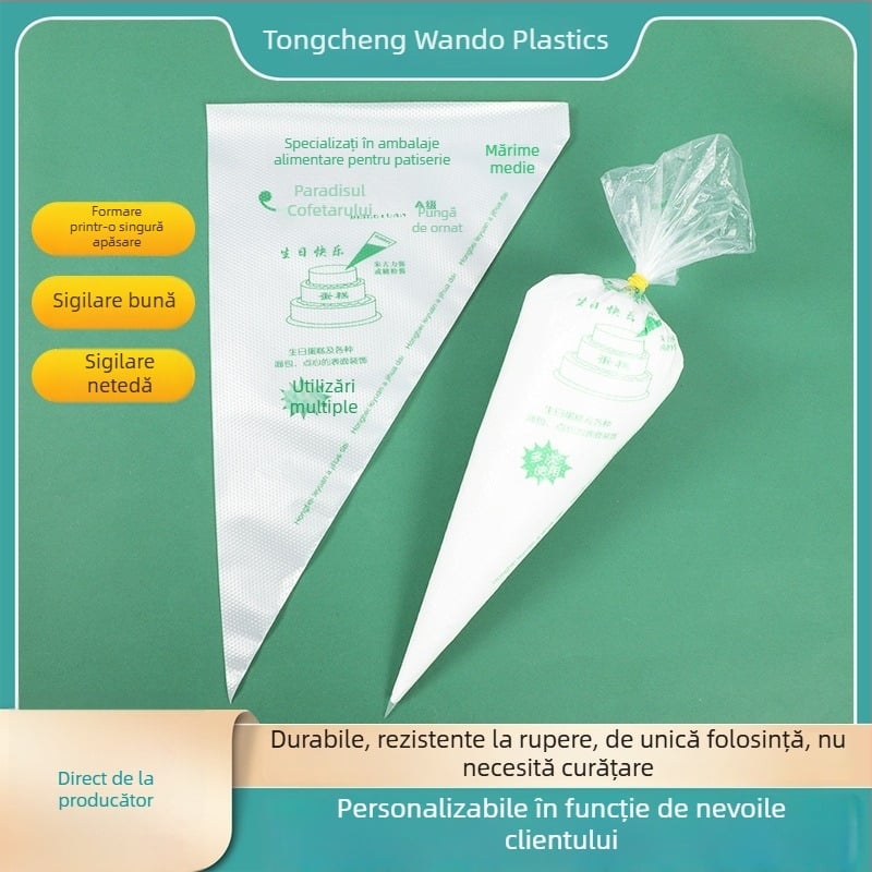Pungă de decor pentru prăjituri, de unică folosință, din material alimentar, pentru cremă și coacere, potrivită pentru hrana bebelușilor