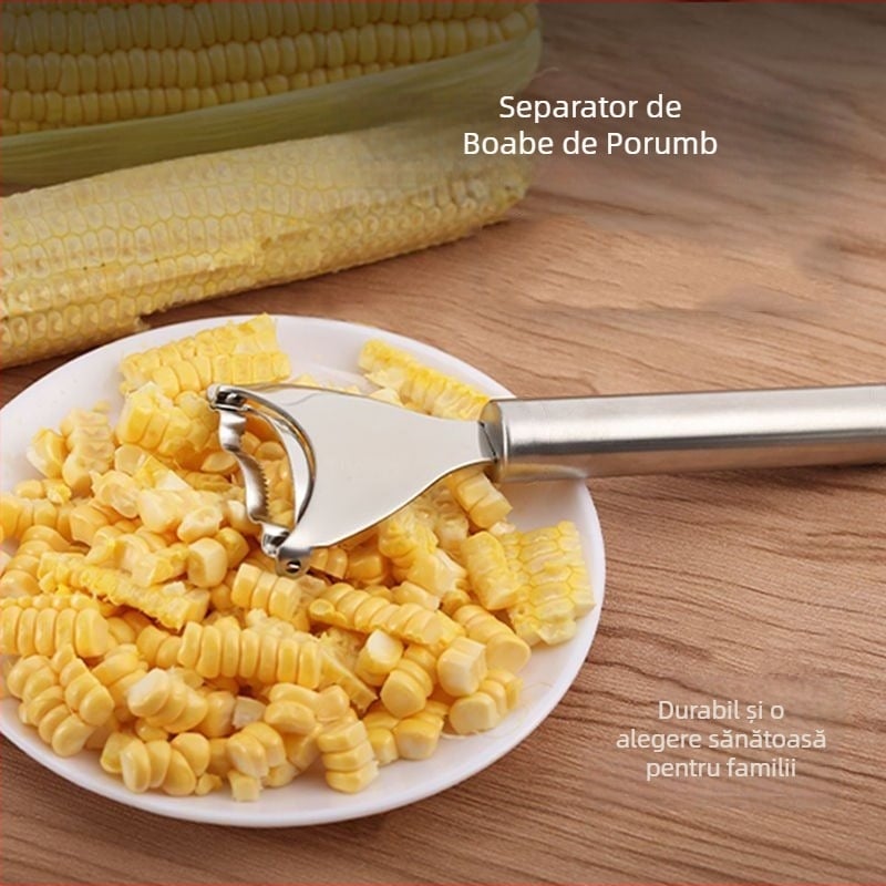 Dispozitiv din oțel inoxidabil pentru porumb: curățare și separare a boabelor – ustensilă de bucătărie