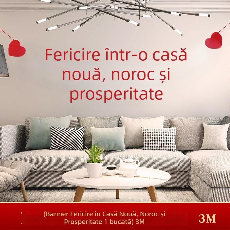 Decorațiuni pentru mutarea într-un nou cămin: panouri pentru living, cupluri poetice și panglici cu steaguri