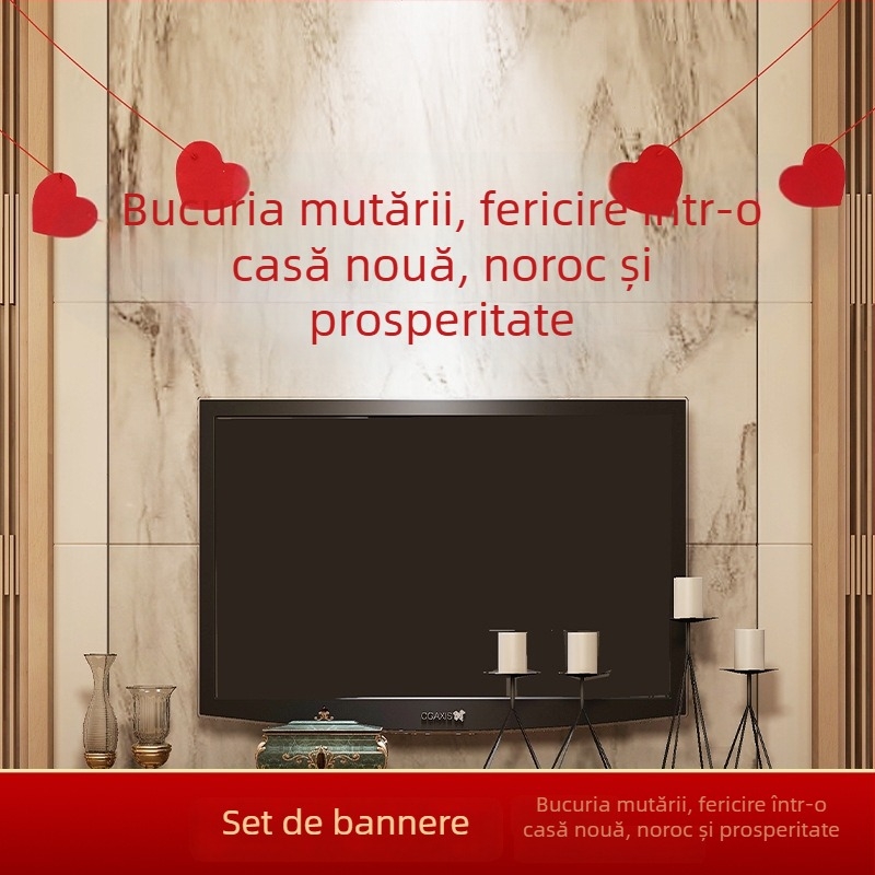 Decorațiuni pentru mutarea într-un nou cămin: panouri pentru living, cupluri poetice și panglici cu steaguri