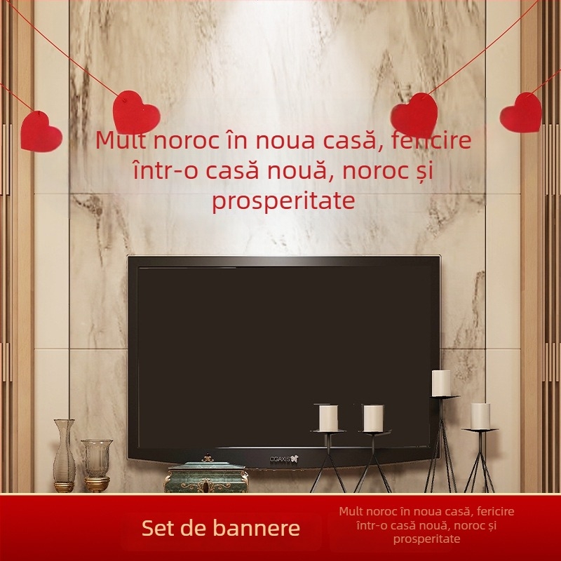 Decorațiuni pentru mutarea într-un nou cămin: panouri pentru living, cupluri poetice și panglici cu steaguri