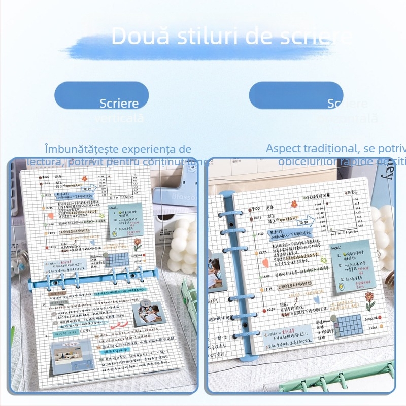 Ahgu jurnal pătrat din PVC transparent, cu pagini detașabile și hârtie cu grilă