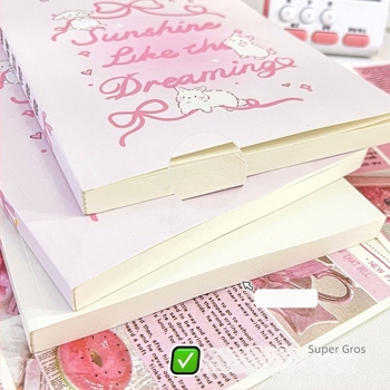 Notebook A5 cu inimă feminină, fundă și iepuraș – pagini albe, stil Instagram, gros, jurnal DIY pentru elevi