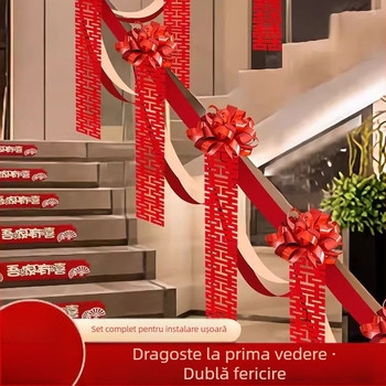 Set decor pentru scarile de nuntă pentru mireasă — ghirlandă, panglică și decor pentru cameră