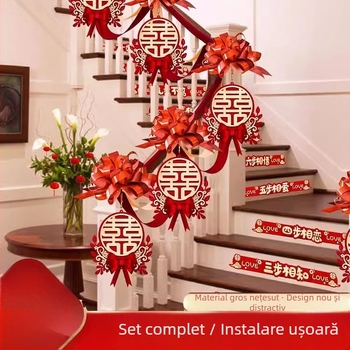 Set decor pentru scarile de nuntă pentru mireasă — ghirlandă, panglică și decor pentru cameră