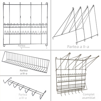 Raft din oțel inoxidabil pentru uscarea pungilor de decorare și organizator pentru duzele de decorare a prăjiturilor