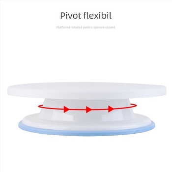 Tavă rotativă din plastic pentru decorarea torturilor, cu margine antiderapantă