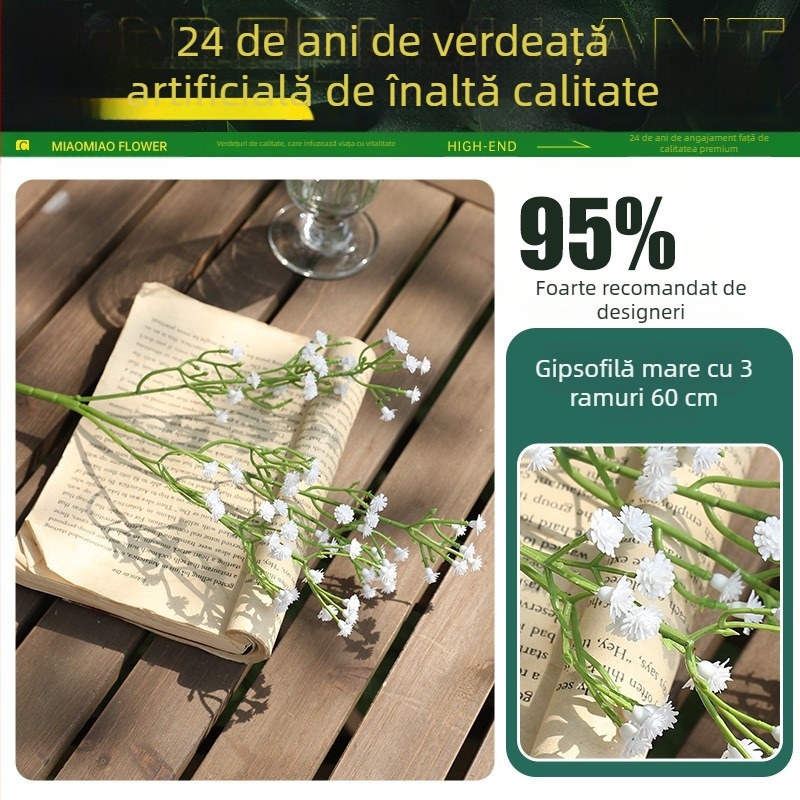 Flori artificiale Gypsophila, buchet decorativ de lux pentru sufragerie, buchet de mână, flori din plastic pentru fotografie