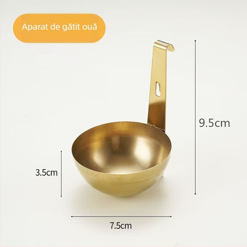 Bol din oțel inoxidabil pentru ouă poșate, matriță de abur, fierbător de ouă, margine curbată și suport de agățat
