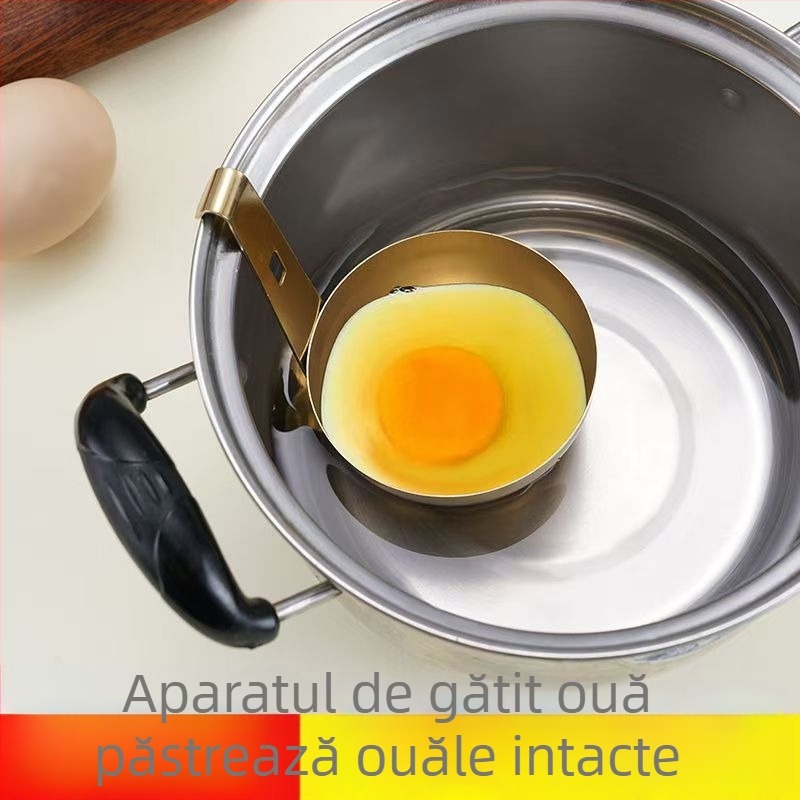 Bol din oțel inoxidabil pentru ouă poșate, matriță de abur, fierbător de ouă, margine curbată și suport de agățat