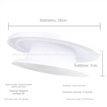 Platou rotativ din plastic pentru decorarea prăjiturilor, margine antiderapantă