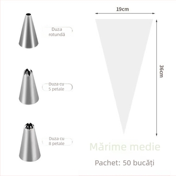 Pungă de decorare de unică folosință pentru uz casnic, pungă de patiserie, de calitate alimentară, pentru prăjituri și creme