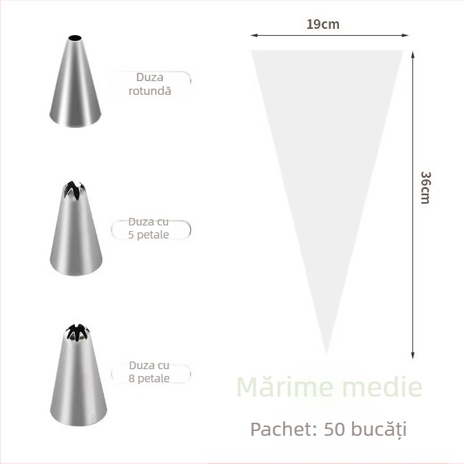 Pungă de decorare de unică folosință pentru uz casnic, pungă de patiserie, de calitate alimentară, pentru prăjituri și creme