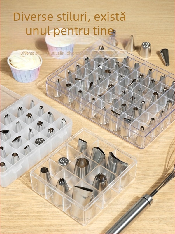 Set de decorare prăjituri din oțel inoxidabil, pungă de decor, forme de copt, unelte pentru biscuiți cu cremă și hrana bebelușilor