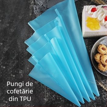 Saci de decorare din silicon cu stiluri personalizabile, transparenți, pentru crem și seturi de duze de decorare